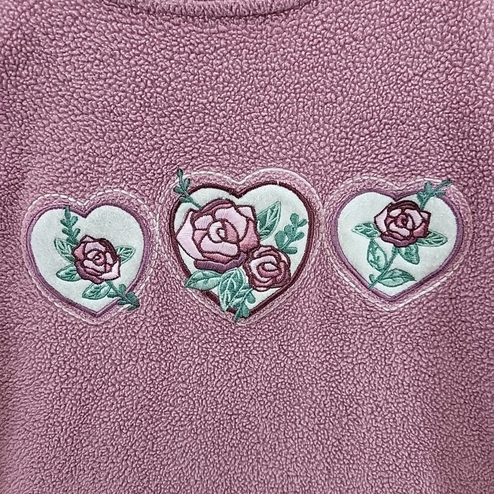 Vintage Bonnie Evans Sweatshirt Sz L Pink‎ Hearts Roses Grannycore Pullover